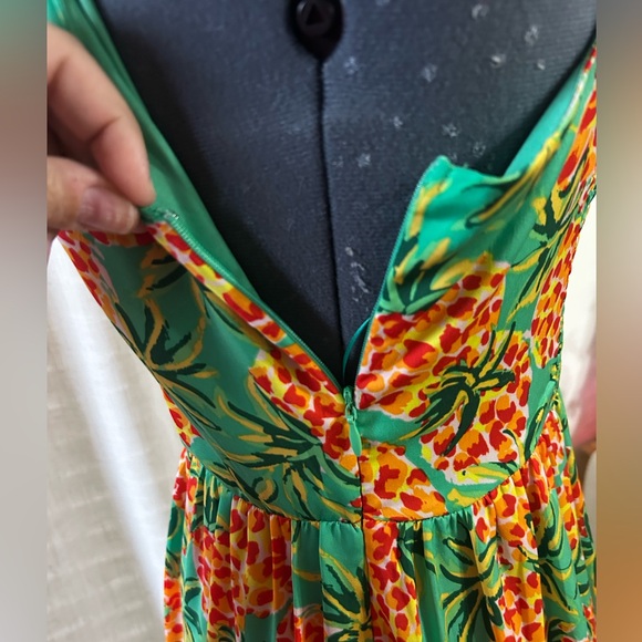 Skies Are Blue Green Pineapple Pattered Dress Size S - Picture 5 of 6